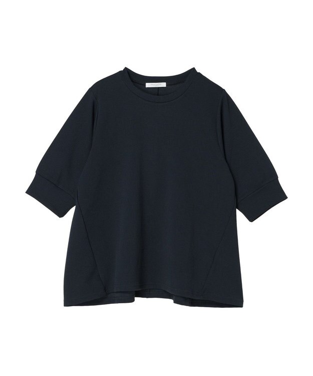 Green Parks ぽこぽこ７分袖カットプルオーバー Navy