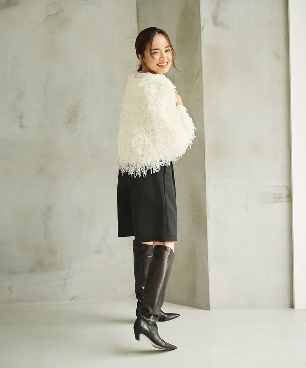 #Newans リボンヤーンニットカーディガン ホワイト