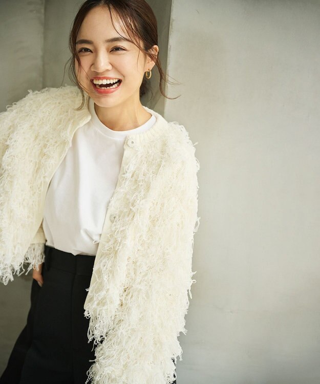 #Newans リボンヤーンニットカーディガン ホワイト