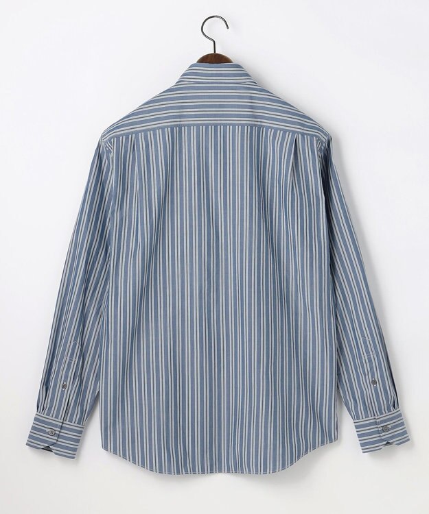 JOSEPH ABBOUD 【シルク混・上質】シルクコットンストライプ シャツ ネイビー系1