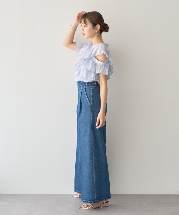 earth music&ecology サイドベルトデニムパンツ Medium Indigo