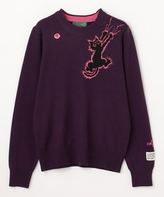 PW CIRCULUS 【WOMEN】Spark cat クルーネックニット ゴルフウェア レディース パープル系