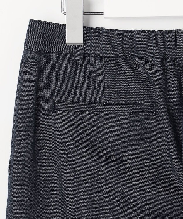 J.PRESS LADIES L セルロースシャンブレー セミワイド パンツ ネイビー系