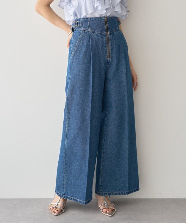 earth music&ecology サイドベルトデニムパンツ Medium Indigo