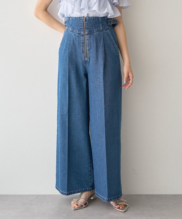 earth music&ecology サイドベルトデニムパンツ Medium Indigo