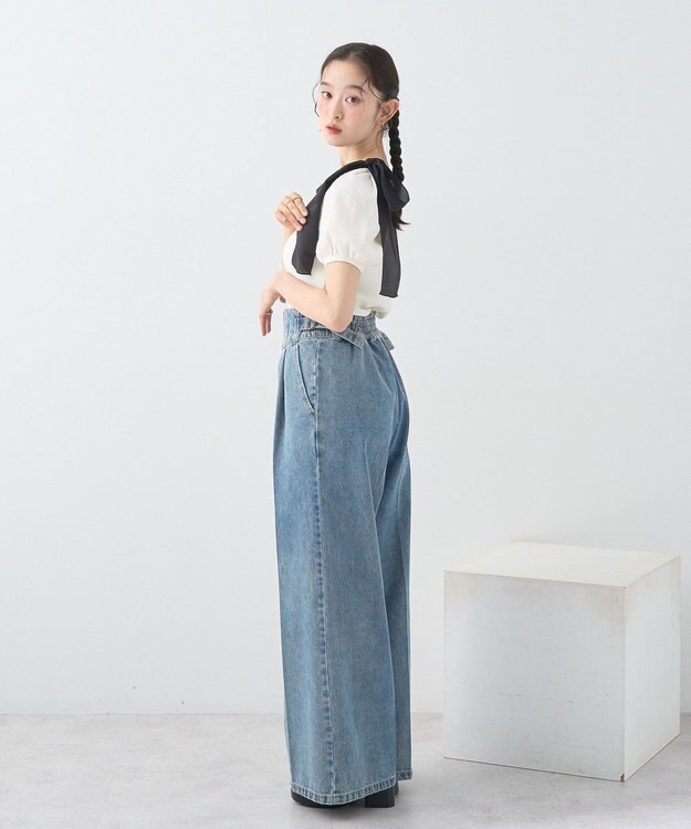 earth music&ecology サイドベルトデニムパンツ Light Indigo