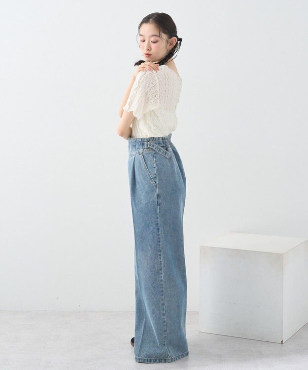 earth music&ecology サイドベルトデニムパンツ Light Indigo