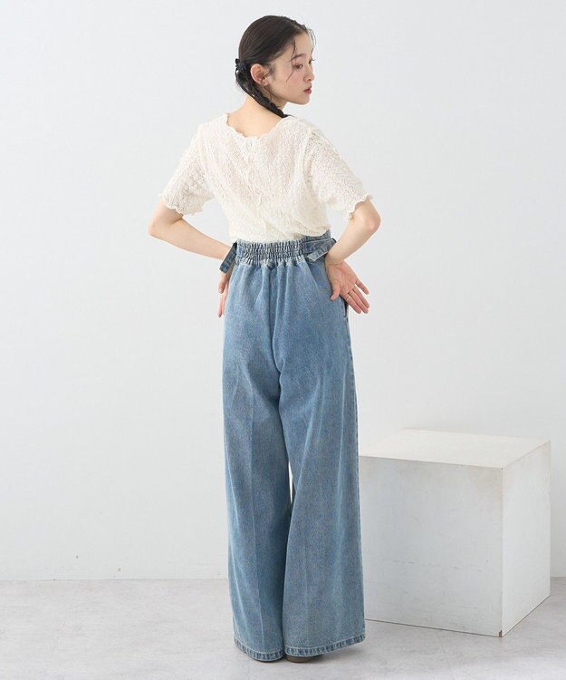 earth music&ecology サイドベルトデニムパンツ Light Indigo