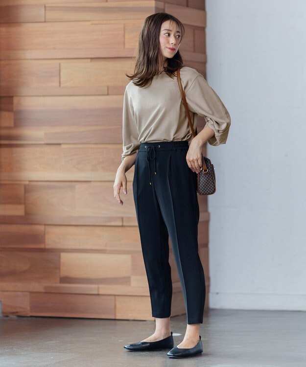 ANY 【ストレッチ/ウエストゴム】イージーケア美脚 パンツ ブラック