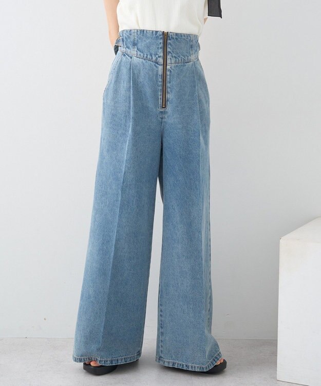 earth music&ecology サイドベルトデニムパンツ Light Indigo