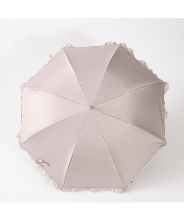 UNBILLION カシュネ cachenez / 【晴雨兼用】【日傘】 【UV カット率99.999.9％以上】PUバイカラーフリルトップレス折りたたみ傘 ダークベージュ