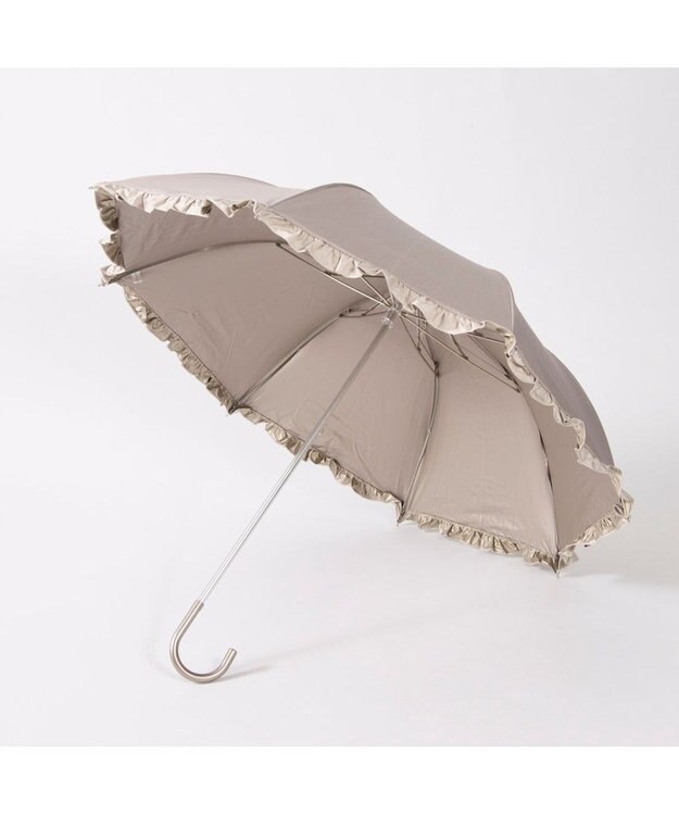 UNBILLION カシュネ cachenez / 【晴雨兼用】【日傘】 【UV カット率99.999.9％以上】PUバイカラーフリルトップレス折りたたみ傘 ダークベージュ