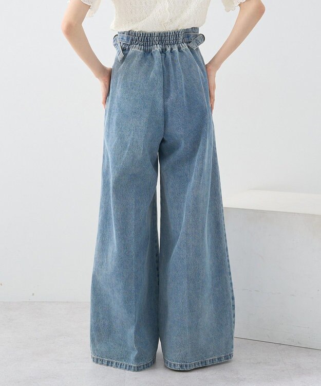 earth music&ecology サイドベルトデニムパンツ Light Indigo