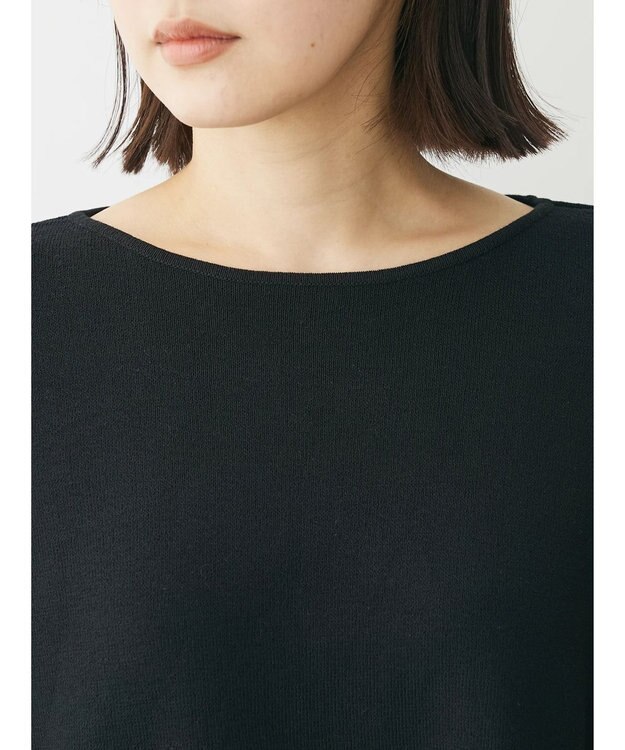 Green Parks 洗える　ボートネックニットプルオーバー Black