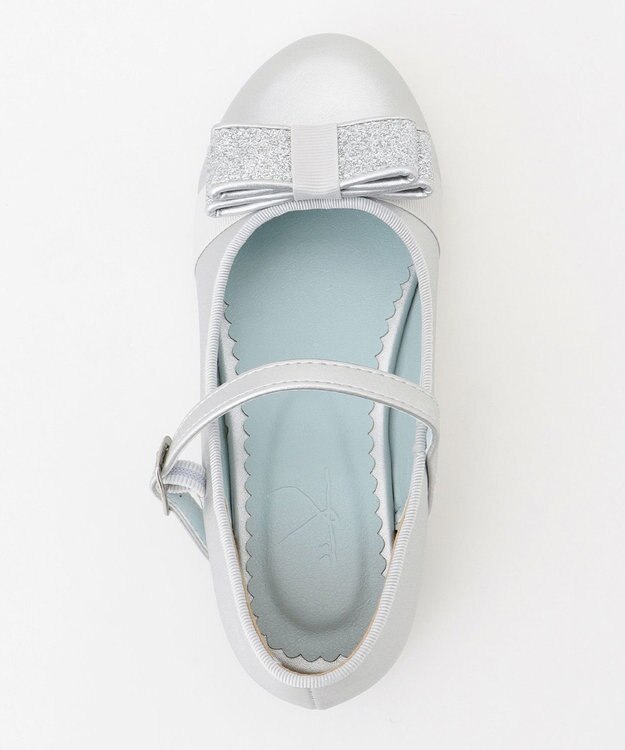 組曲 KIDS 【18-21㎝】かんたんストラップ バレエシューズ シルバー系