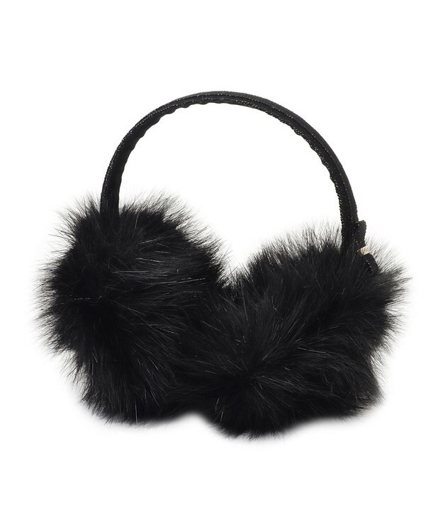 MOONBAT FURLA(フルラ)キラキラフェイクファー イヤマフ 無地 ブラック