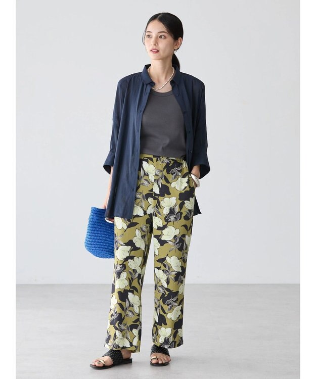 AMERICAN HOLIC 接触冷感５分袖変形ドルマンシアーシャツ Navy