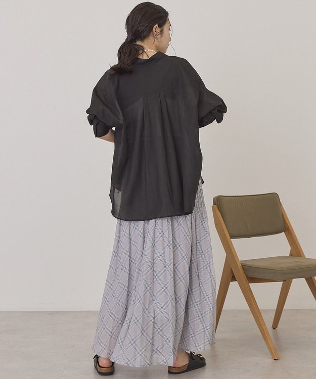 AMERICAN HOLIC 【選べる丈】チェックシアープリーツスカート Light Gray