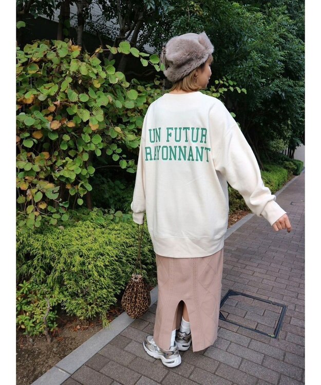 Green Parks バックロゴプリントスウェット Off White