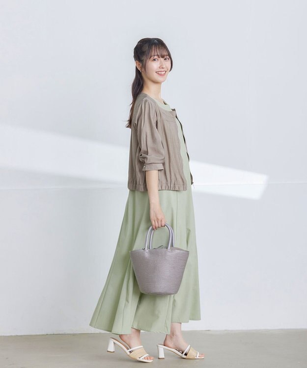 Tiaclasse シアーラウンドネックブルゾン ベージュ