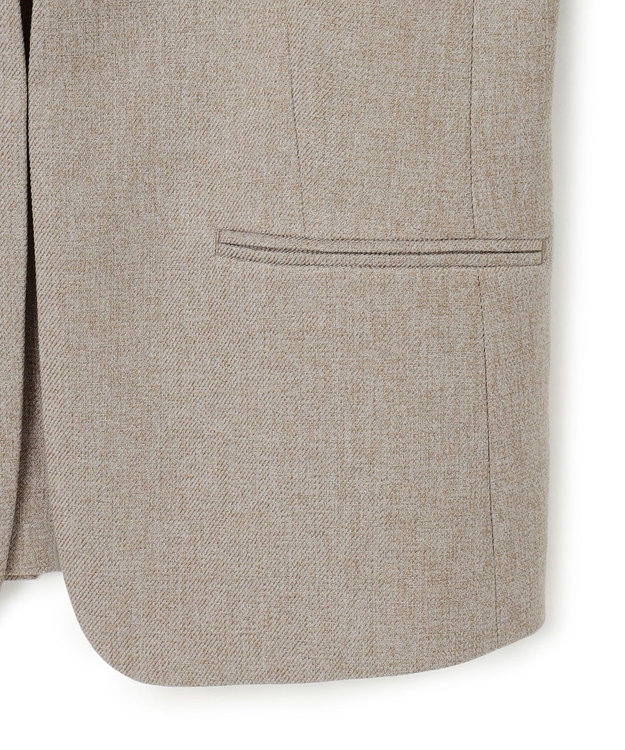 23区 S 【洗える】ウールライクカルゼ ノーカラージャケット ベージュ系