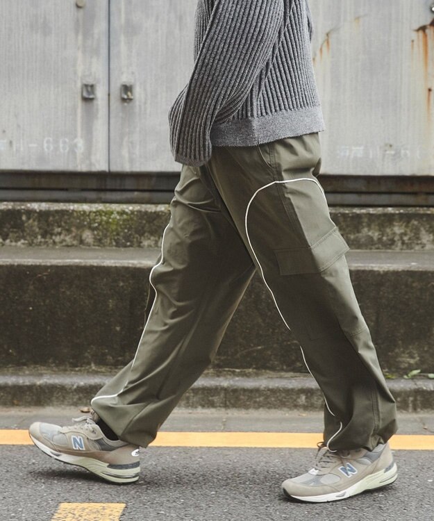 WEGO 【ユニセックス着用ITEM/ウエストゴム】イージーパイピングカーゴパンツ カーキ