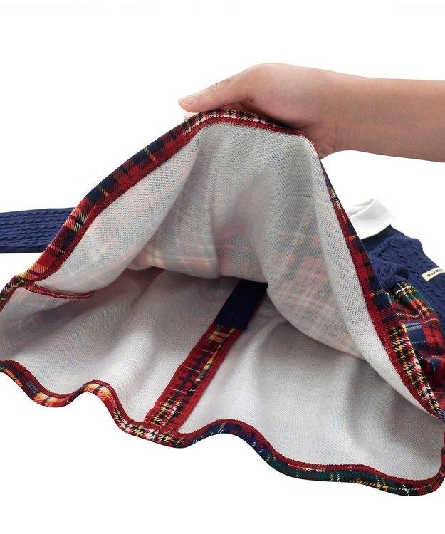 MIKI HOUSE HOT BISCUITS 【80-120cm】 襟付き チェック柄ワンピース 紺