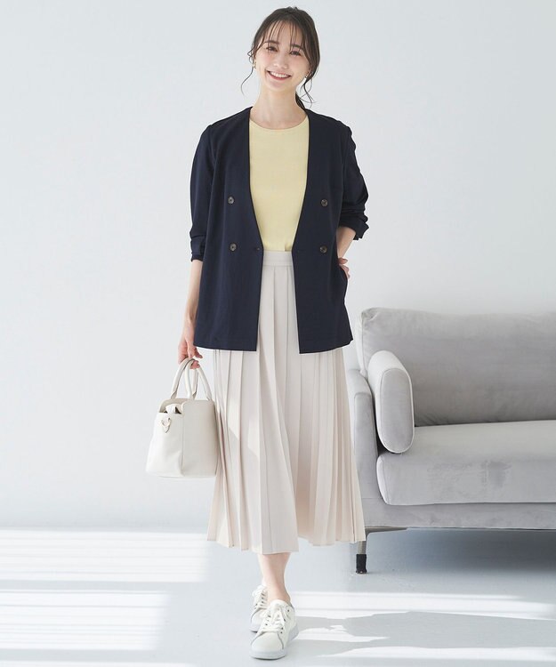 ANY SIS 【洗える】ダブルプリーツコンビ スカート アイボリー