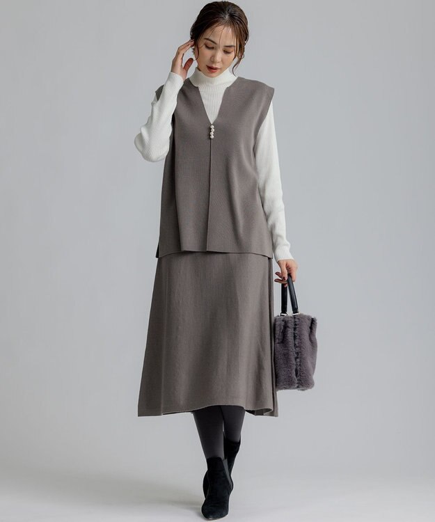 組曲 L 【2SET・WEB限定】ジレワンピースセット ブラウン系