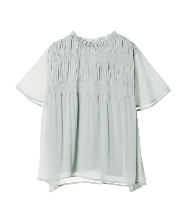earth music&ecology マジョリカプリーツ半袖ブラウス Mint