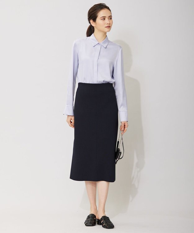 ICB 【洗える】 ルゼブフィブリルサテン シャツ ライラックグレー系