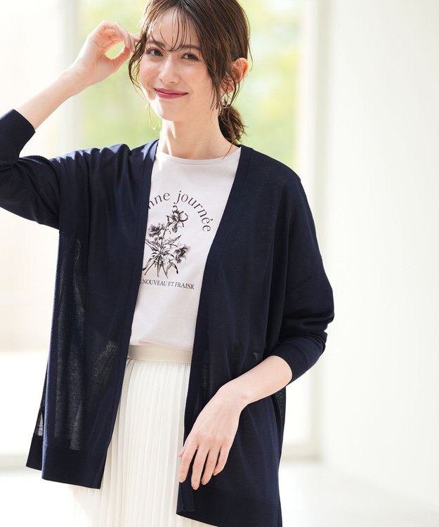 ANY SIS S エアリーライト ニットカーディガン ネイビー