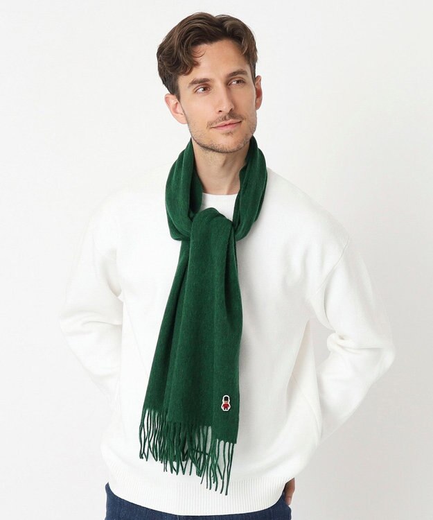 MOONBAT 【WEB限定】MACKINTOSH PHILOSOPHY バッキンガムベア付きウール100%無地マフラー (パッケージ付き) グリーン