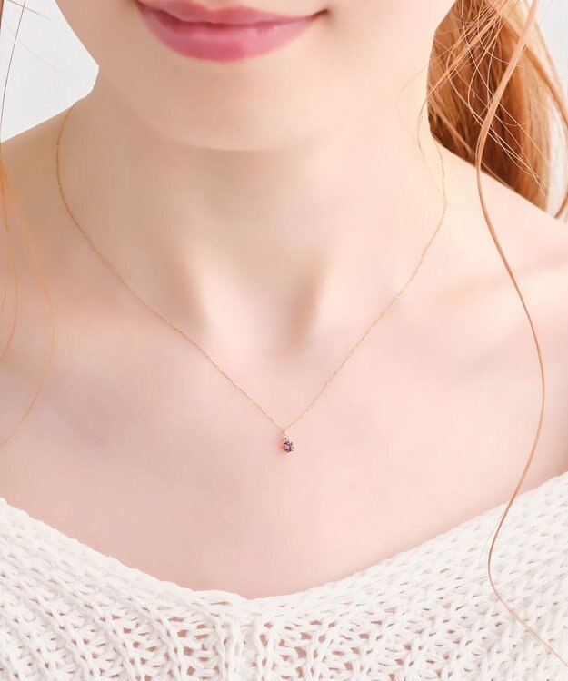 Phoebe 【K10】ジュエルラックネックレス　アメジスト/2月誕生石/天然石/全長:40cm/BOX＆ショッパーつき ゴールド