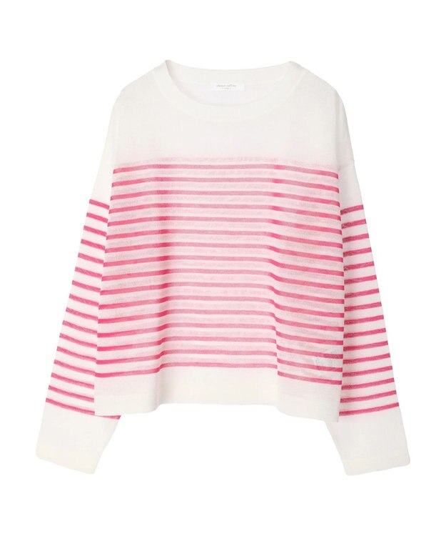 Green Parks シアーボーダーニットプルオーバー Pink