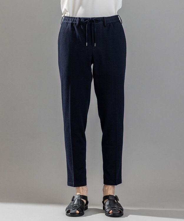 JOSEPH HOMME 新素材【通気性/ストレッチ】グリットタックジャージー / ドロスト付きテーパードパンツ PEGG CONVERTIBLE ネイビー系