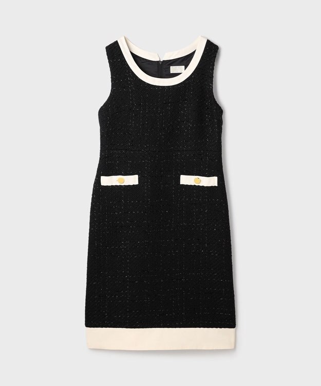 GRACE CONTINENTAL ツイードトリミングワンピース ブラック