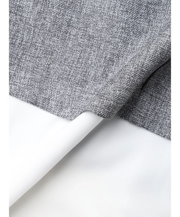 Green Parks ＳＥＴ２点Ｖネックベスト＋７分袖ミディシャツワンピース Gray Mixture