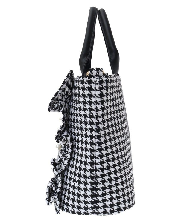 Maison de FLEUR 2Way千鳥柄フリルトートMバッグ Black