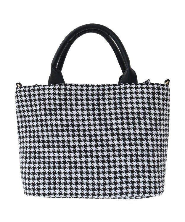 Maison de FLEUR 2Way千鳥柄フリルトートMバッグ Black