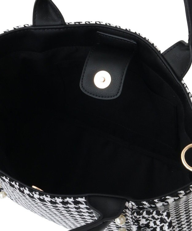 Maison de FLEUR 2Way千鳥柄フリルトートMバッグ Black