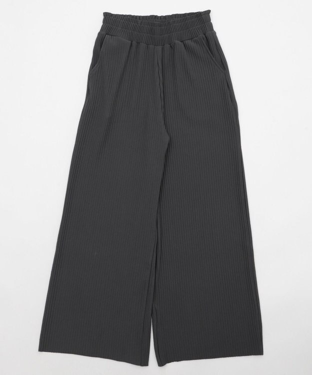 WEGO 【WEB限定/2025年秋冬新作/裾カットOK！自分サイズに調整可能/ウエストゴム/しわになりにくい/】カットプリーツパンツ ブラック中濃色
