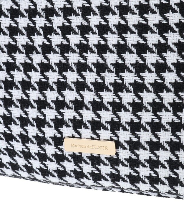 Maison de FLEUR 2Way千鳥柄フリルトートMバッグ Black