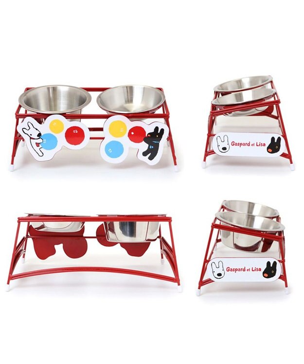 PET PARADISE リサとガスパール ワイヤーえさ皿 《風船柄》 小2個 レッド