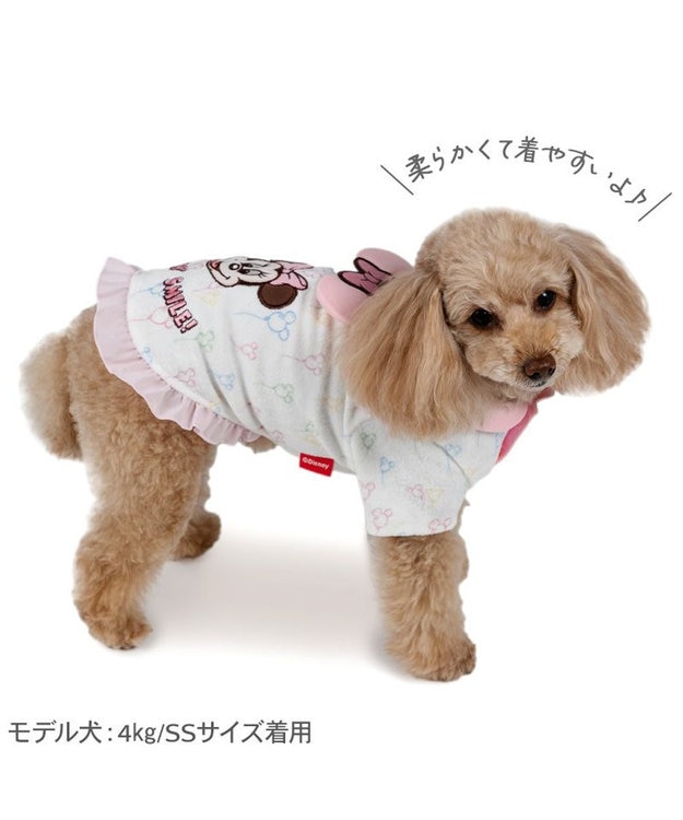 PET PARADISE ディズニー ミニーマウス サーモキープ Tシャツ 《風船柄》 小型犬 ホワイト×ピンク
