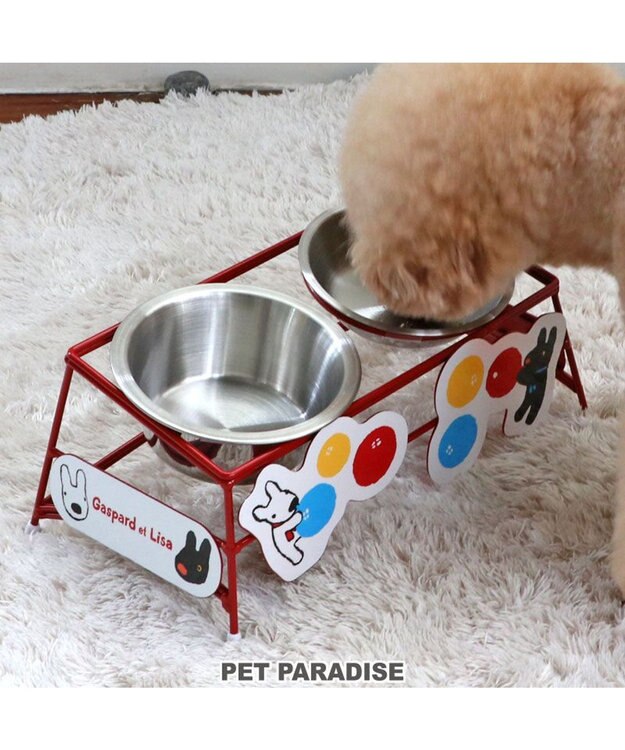 PET PARADISE リサとガスパール ワイヤーえさ皿 《風船柄》 小2個 レッド