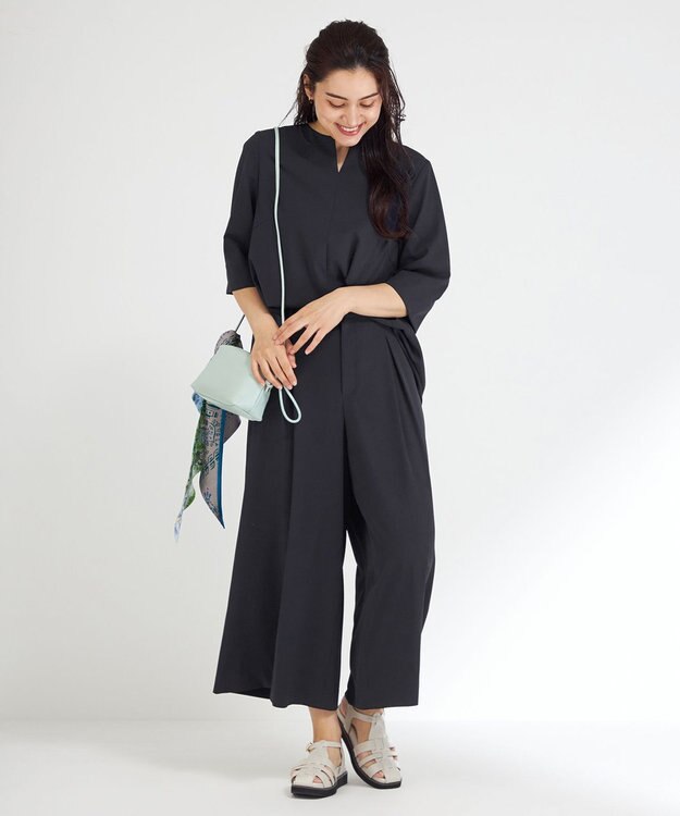 23区 L 【Lサイズ限定/洗える】ハイストレッチツイル パンツ ネイビー系