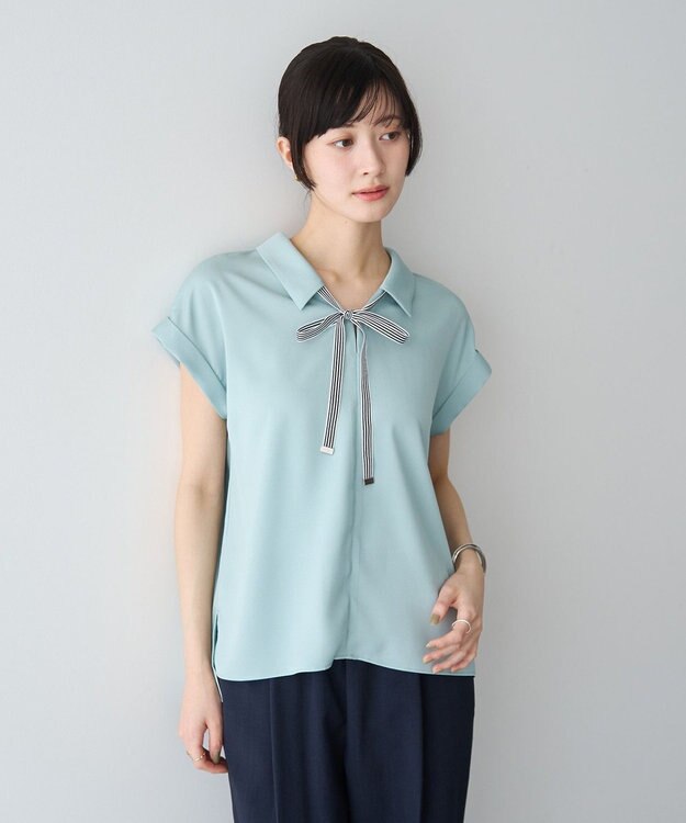 YECCA VECCA 2wayストライプリボンブラウス Mint