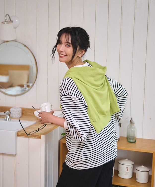 WEGO USPOLOだぼそでカラーロンT ホワイトボーダー