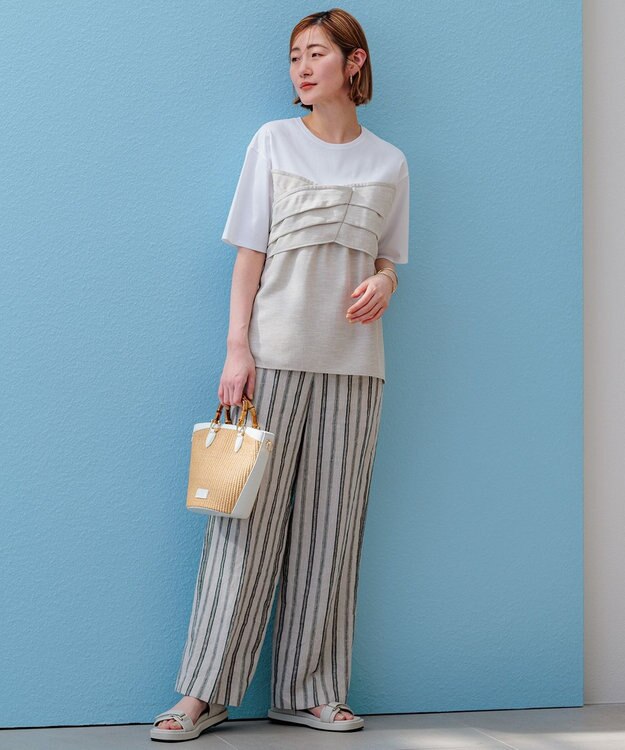 23区 【CLASSY.6月号掲載/Oggi4月号掲載】雑材 バンブー ハンドル ショルダー ホワイトミックス